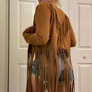 Vintage Havana Fringe Crop Jacket S